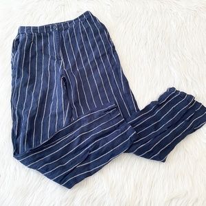 Reformation Blue White Stripe Wide Leg Pant